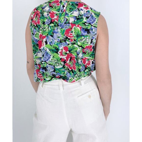 Vintage Josephine Floral Sleeveless Blouse Size 10 - Picture 2 of 3
